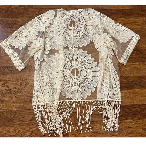 Jealous Tomato Bohemian Lace Kimono Ivory Women’s Size M/L – Festival Boho Style - Picture 2 of 5